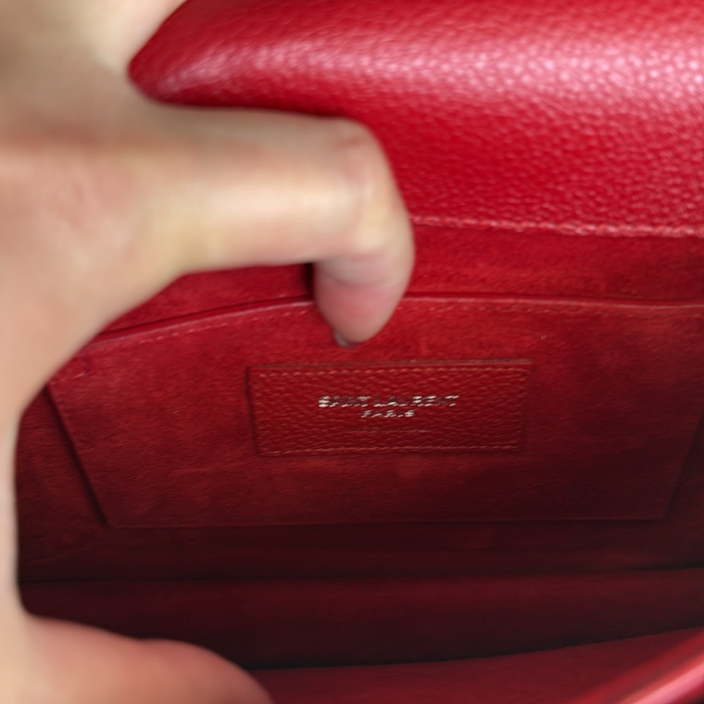 🇫🇷 Saint Laurent Medium Sunset Red Shoulder Bag Like New - Picture 9 of 11